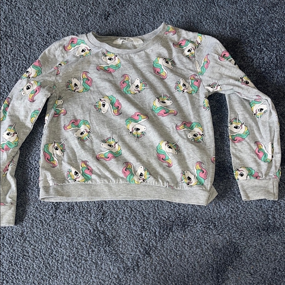 H&M Kids Unicorn Sweatshirt - Gray with Multicolor Accents